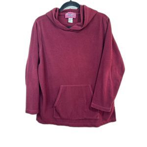 Denim & Co. Men's Brick Red Fleece Pullover with Kangaroo Pocket, Size M